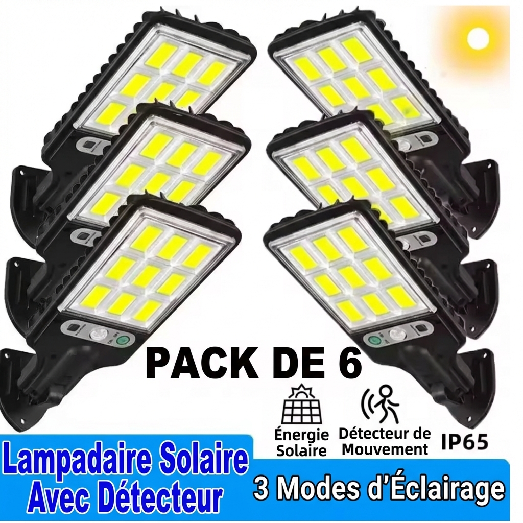 SolarGuard™ – Lampes solaires LED extérieures avec détecteur de mouvement (Pack de 6)